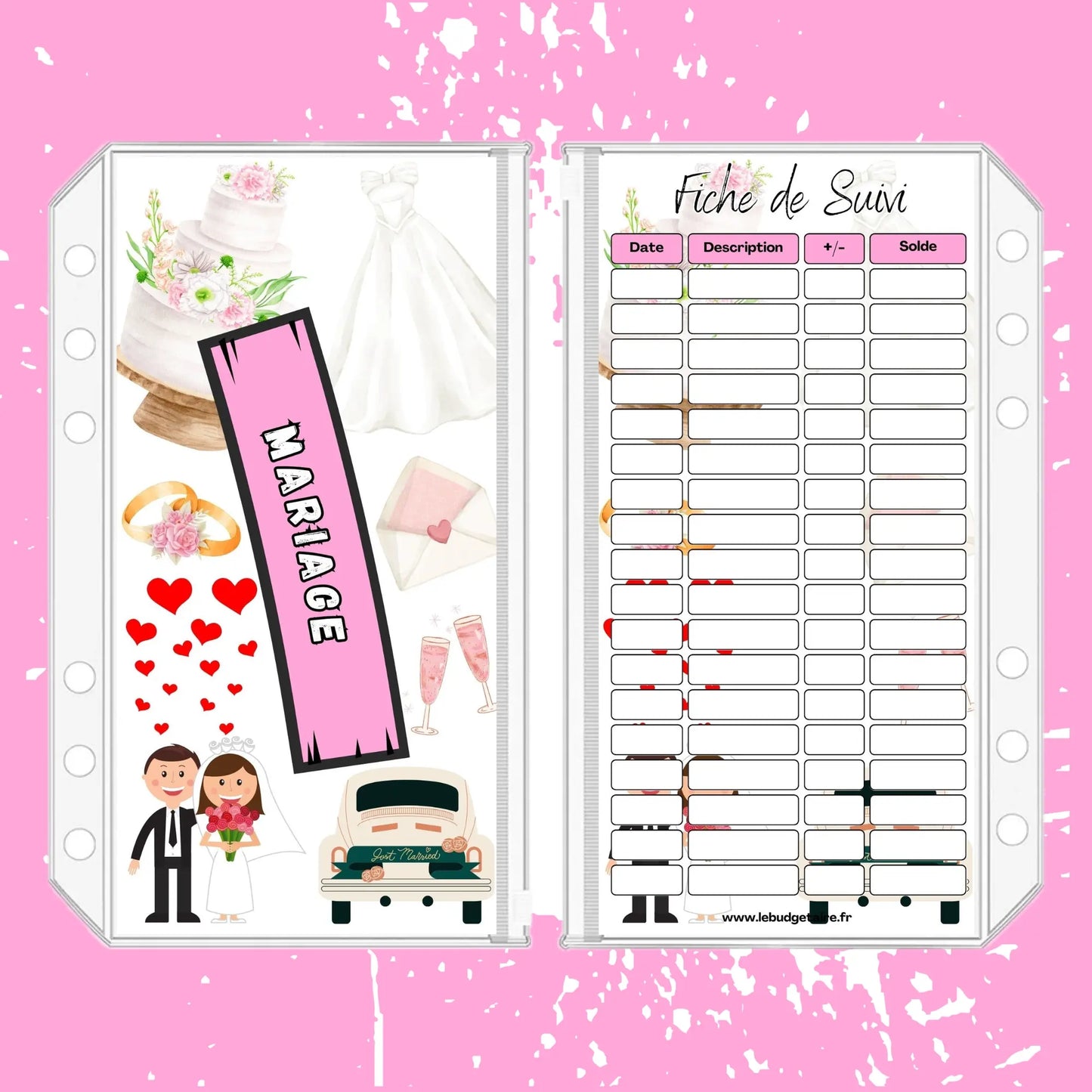 Enveloppe budget stylisée "Mariage"