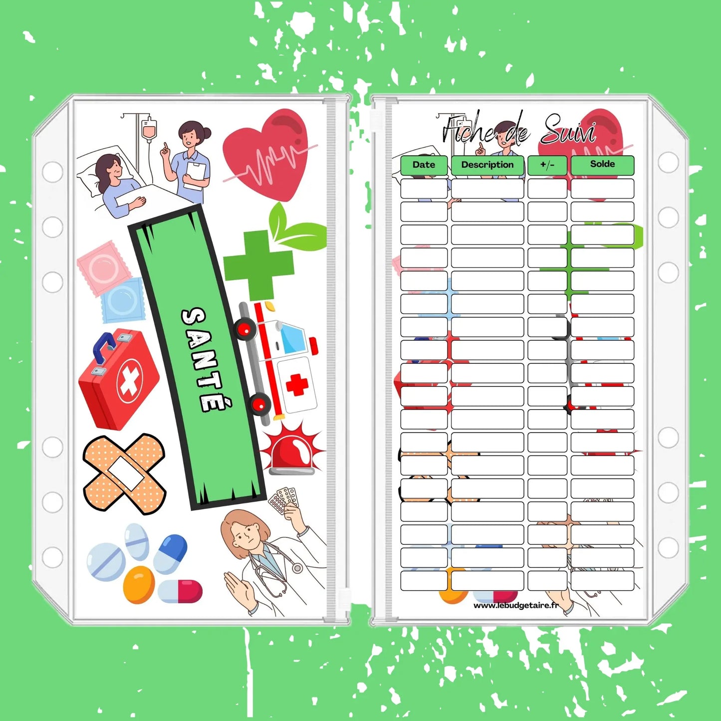 Enveloppe budget stylisée "Santé"