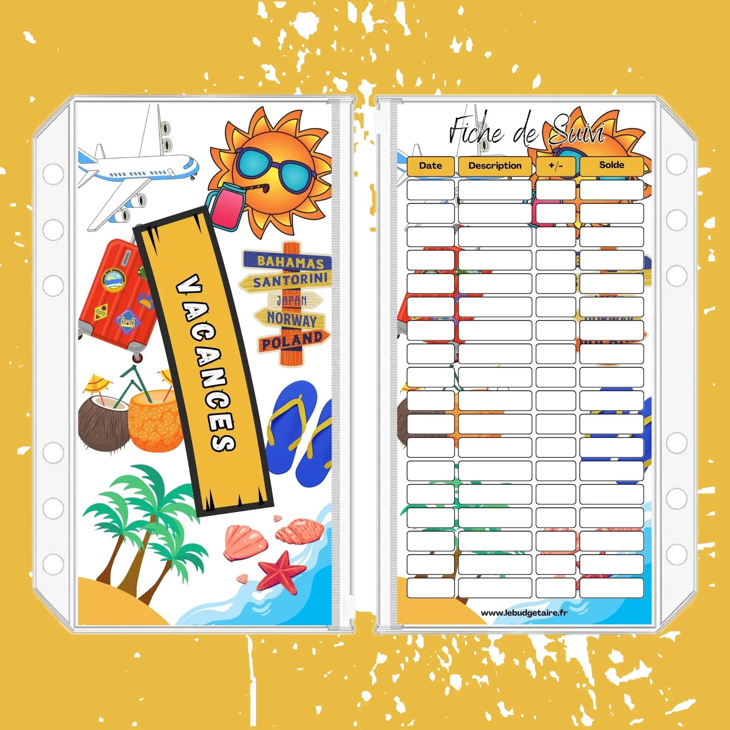 Enveloppe budget stylisee "Vacances"