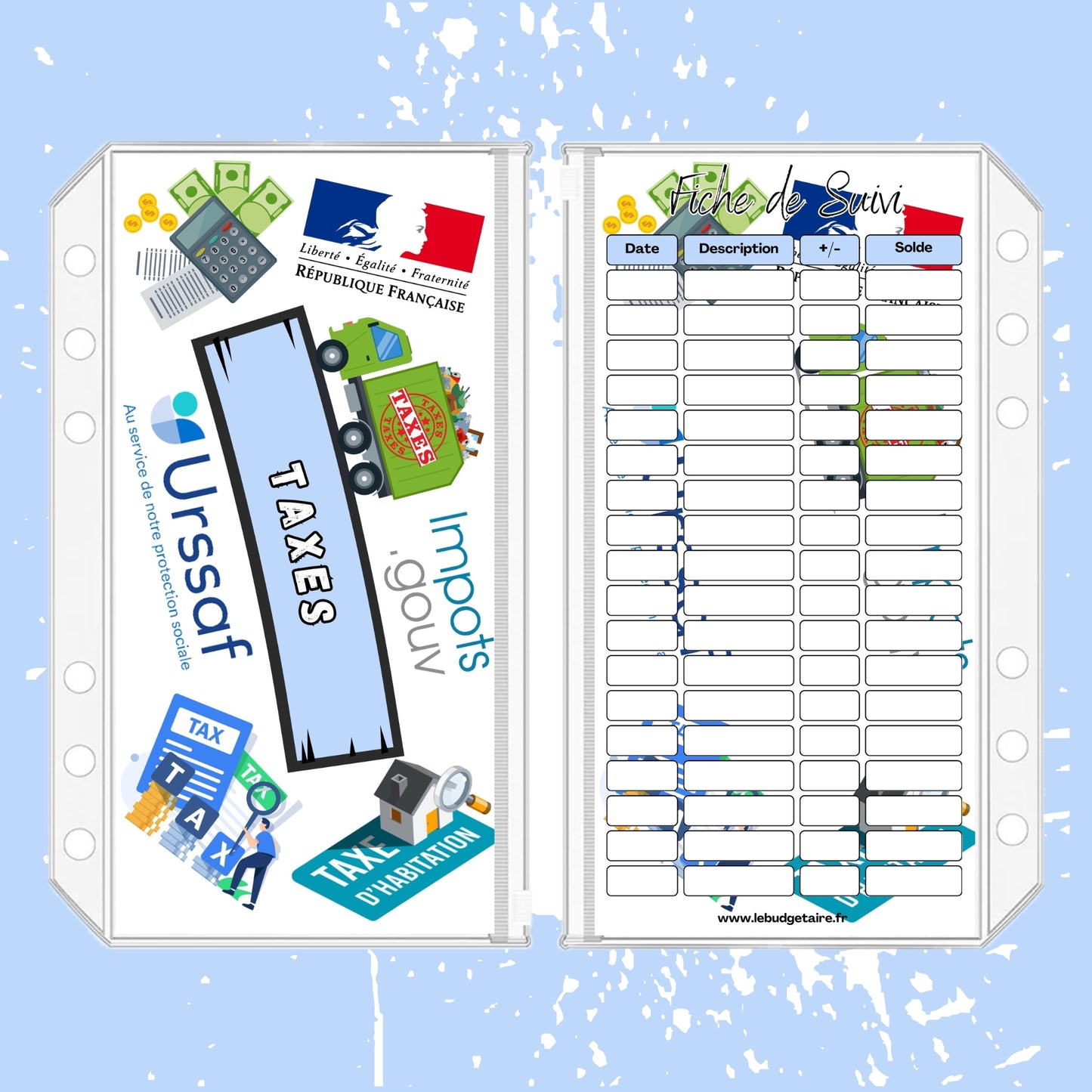 Enveloppes budget stylisée Taxes