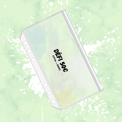 Fiche défi 50€ euro avec enveloppe budget recto